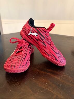 Puma Kids Red and Black Indoor Soccer Sneakers
